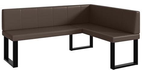 MEBLINI Eckbank für Esszimmer - Küchenbank - Essecke - Sitzecke Küche - Peter - U-Beine 128x168x87cm Rechts - Braun Kunstleder