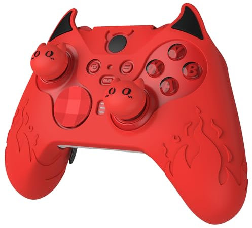 playvital Cute Demon Silicone Case Cover for Xbox Elite Wireless Controller Series 2, Kawaii Anti-Slip Shockproof Controller Skin Grip for Xbox Elite Series 2 Core with Thumb Grip Caps - Red