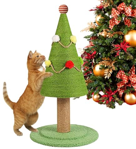 Rascador de árbol de Navidad para gatos, poste rascador de dibujos animados, postes creativos para rascar, lindo juguete para gatitos, poste rascador para gatos, árboles de Navidad para gatos