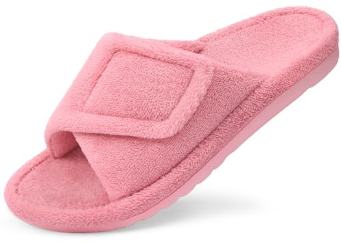 Litfun - Pantuflas ortopédicas ajustables con soporte de arco para mujer, de punta abierta, para fascitis plantar, Rosa, 9 Women/7.5 Men