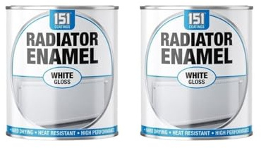 DIOXSTAR Radiator Enamel White Gloss Paint, Fast Drying, Heat Resistant, High-Performance Paint, Gloss Finish, Interior and Exterior Use, For Wood, Metal, 300ml (2 PCS)
