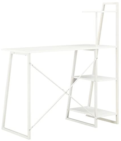 HEFZGDB Schreibtisch mit Regaleinheit Weiß 102×50×117 cm Computer Schreibtisch Gaming Schreibtisch Pc Tisch Klein Computertisch Klein für Arbeitszimmer Küche Wohnbereich Schlafzimmer
