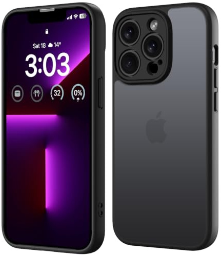 ORDA für iPhone 13 Pro Hülle, Vollständiger Kameraschutz, Schwarz | Matt Handyhülle für iPhone 13 Pro,Stoßfest Kratzfest Transluzente Rückseite Schutzhülle, Anti-Fingerabdruck Case