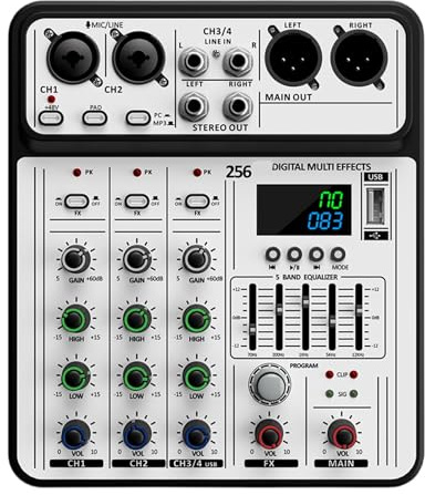 4-K-Sound-Mixer für Studio-Podcast-Streaming mit Kopfhörern und Multigerätekompatibilität