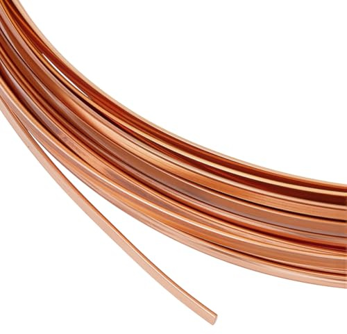 BENECREAT Filo di Rame Piatto Da 6 m, Filo per Gioielli Piatto Da 1.5mm di Larghezza, Resistente All'Ossidazione, per La Creazione di Gioielli Fai Da Te