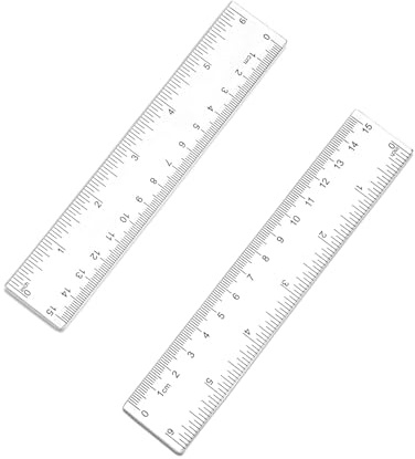 2 Pack 6 Inch Ruler - Shatter-Resistant Small Ruler - Durable 15cm Rulers Suitable for Students, School, and Office Use