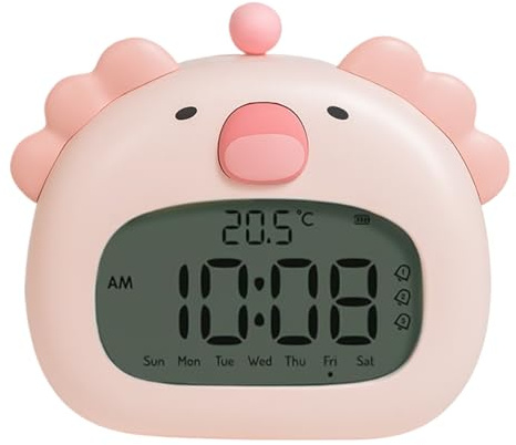 usefulbeauty Lampada da comodino con orologio, lampada da comodino con funzione sveglia, luce notturna Axolotl con 6 livelli di luminosità, per camera da letto, ufficio, viaggi e cameretta dei bambini