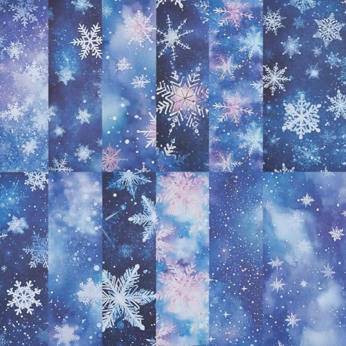 craspire 24 Blatt Scrapbook Papierblöcke Strukturiertes Dekoratives Bastelpapier Weihnachten Schneeflocke Wintereis 6x6 Zoll Kunst Junk Journal Für Planer Verpacken Gefaltete Karten Geschenkkarton