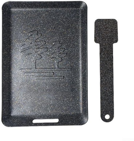 MeevrgR Gusseisen-Grillpfanne – 13 x 20 cm, quadratische Grillplatte für Innen- und Außenbereich, antihaftbeschichtete Oberflächen mit Spatel (schwarz)