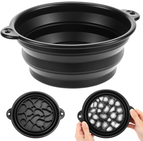 QWORK® Eisbad Schüssel Silikon, Faltbare Gesichts-Schüssel mit Eingebaute Eiswürfelschale, für zu Hause oder Unterwegs