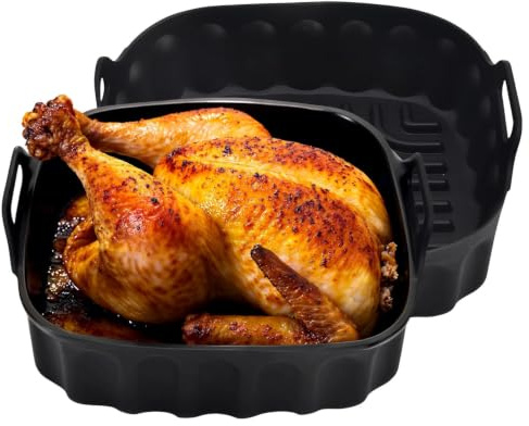 MUNTE 2 Pièces Moule Air Fryer, Plat Silicone Air Fryer avec Poignée