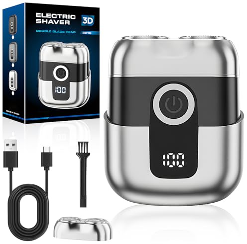 Mini Rasoio da Uomo,Mini Rasoio Impermeabile,Mini Rasoio Elettrico Portatile,con Display LCD,Testina di Ricambio,IPX6 Impermeabile,per Uomini, Casa,Pratico,Viaggi,Ufficio Affari