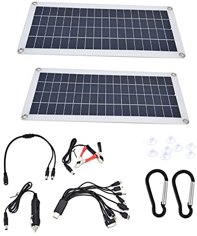 Hapivida Panel Solar Monocristalino 10W, Cargador Emergencia con Puerto USB, Panel Fotovoltaico para Baterías, Uso en Autocaravanas Embarcaciones Aplicaciones Exteriores