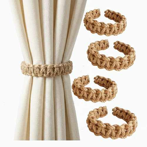 LILIKAI Vorhang Raffhalter,Curtain Verstellbar Kordel Boho Vorhanghalter Gardinen Geflochtene Band Handgestrickte Gardinenhalter Boho-Stil Halter Geflochtener Holder,für Vorhang Zusammenbinden