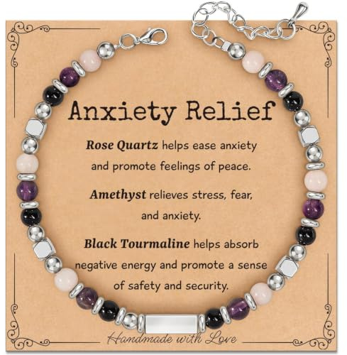 QKEOISUD Natural Stone Crystal Healing Bracelet for Women Ladies