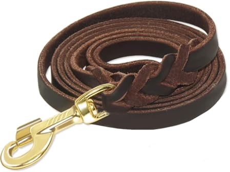 Leder-Hundeleine, 1,8 m, geflochten, strapazierfähig, Leder, mit Kupferhaken, für große, mittelgroße und kleine Hunde, Training und Spaziergänge