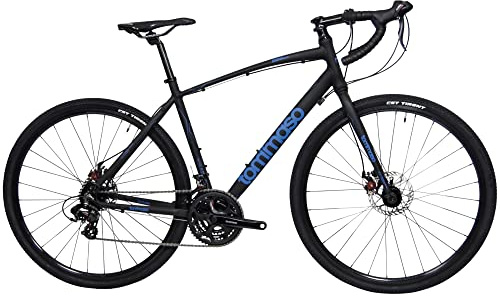 Tommaso Siena - Shimano Tourney Gravel Adventure Bike With Disc Brakes Perfect For Road Or Dirt Touring, Matte Black - Medium