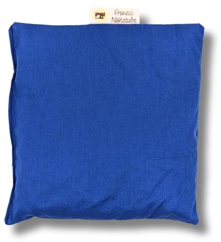 Franzis Nähstube 20x20cm Kirschkernkissen Blau in 100% Baumwolle I Körnerkissen Kirschkern 20x20 für Mikrowelle I Wärmekissen, Kirschkernkissen, Nackenwärmekissen
