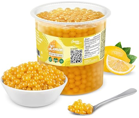 INSPIRE FOOD Bubble Tea Perlen Zitrone für Bubble Tea | Popping boba Perlen, Tapioka Fruchtperlen und Boba Perlen - 100% vegan und glutenfrei, ohne künstliche Farbstoff, 3.2KG