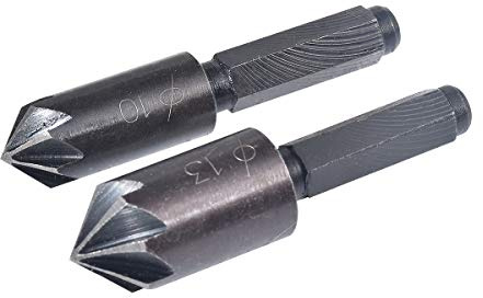 KATUR 7 Flute Countersink Drill Bit Set, 1/4 Inch Hex Shank Chamfer Countersink Drill Bit, Deburring Cutter Woodworking Tool, 82 Degree, 10mm,13mm Head Diameter, 2Pcs