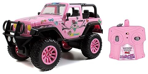 Dickie Toys 251106003 RC Jeep Wrangler, RC SUV Girlmazing, Fjärrstyrd bil, RC bil, leksaksbil med 2-kanals radiofjärrkontroll, 2,4 GHz, Turbo, inkl. klistermärken, från 6 år