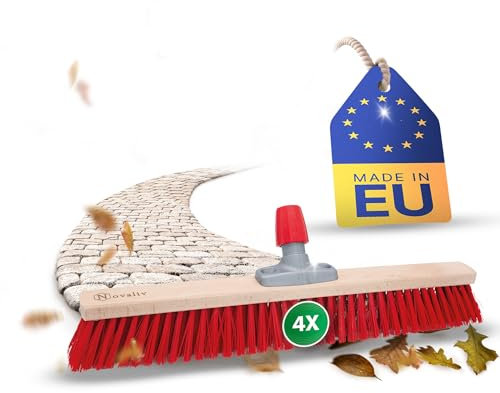 Novaliv 4X Straßenbesen 80 cm Besenkopf I ohne Stiel I Elaston rot I Besen für draußen I Industriebesen Gartenbesen Schneebesen Allzweckbesen
