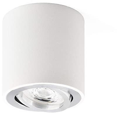 KYOTECH Plafonnier LED en saillie Spots de plafond orientable 230V Comprend un LED 5W GU10 interchangeable 3000K Blanc chaud Ø80x84mm Downlight LED (Blanc)