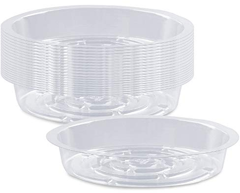 Rocutus Confezione da 20 piattini in plastica per piante, piccoli piatti per piante, in plastica trasparente resistente, per piante da interno ed esterno (25,4 cm)