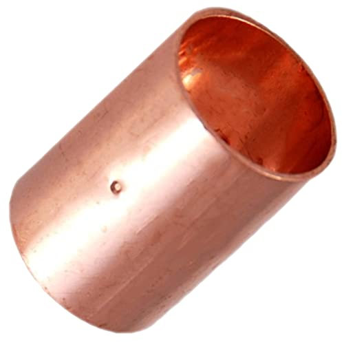 Löt Fitting 5270 Muffe mit Anschlag für Kupfer Rohr Außendurchmesser 15mm i-i 2 Muffen Anschlüsse zum Löten Trinkwasser geeignet Kupplung Verbinder Hülse Heizung Sanitär Wasser