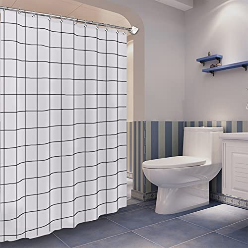 DEARARTBath Cortina de Ducha de Rejilla Blanca para Ducha de baño, 180 cm (L) × 180 cm (W) Tela Tela Cortina de Ducha con Grommet y Ganchos, 100% Impermeable máquina Lavable fácil Limpieza