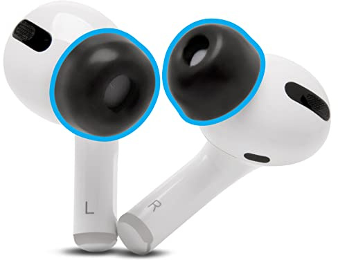 WC TipZ - Inserti memory foam aggiornati per Airpods Pro | Da Wicked Cushions | Più comfort, tenuta e rimbalzo della schiuma, entra nella custodia di ricarica | Wicked Black