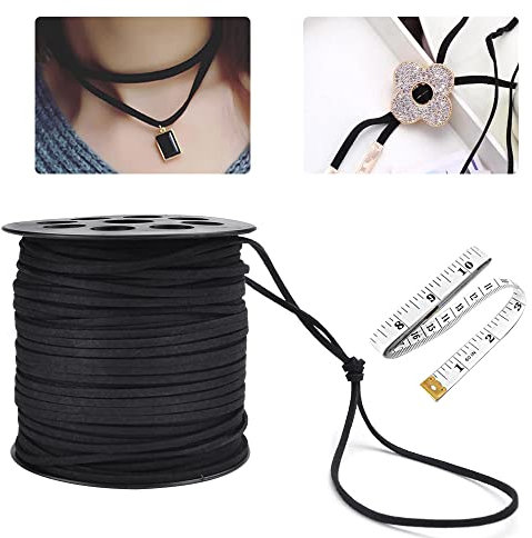 STCRERAG Wildleder-Kordel 90 m Rolle, tragbar, Wachsschnur, Baumwolle, geflochten, zuschneidbar, mit weichem Lineal, für Geschenkverpackungen, Perlen, Schmuck, Halskette, Armband, Traumfänger