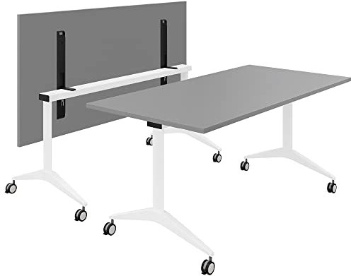 Weber Büro Besprechungstisch Savio 160 x 80 cm | Klappbar | Rollbar | Klapptisch | Perlgrau
