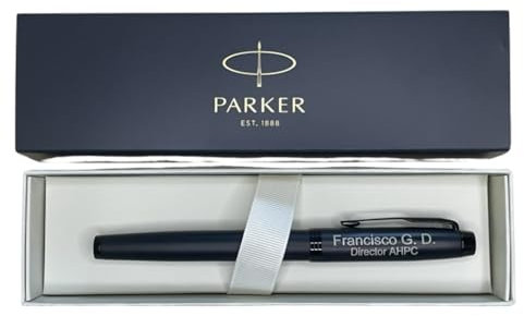 regalo grabado Parker IM personalisierter Tintenroller | Gravur mit 2 Textzeilen | Mattschwarz, verchromte Verzierungen, ikonischer Pfeilclip | Metall