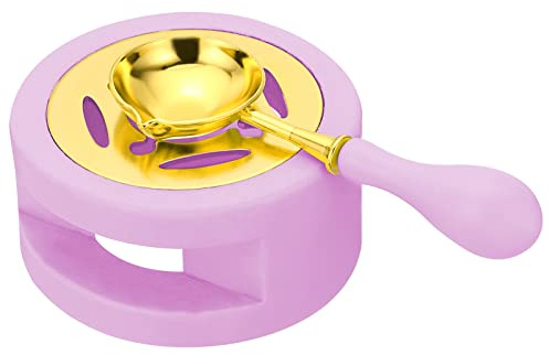 PATIKIL Vaxsigill kit vax sigill värmare med smältsked retro smältkruka ugn verktyg för vax sigill pärlor stämpel bokstav kuvert violett