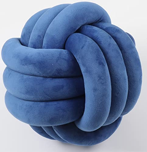 Knot Ball Pillow, Handmade Throw Pillow, Knotted Ball pillow, Plush Knot Cushion, Cushion Soft Knot Pillow, Cute Pillows for Bed,20CM,Dark Blue