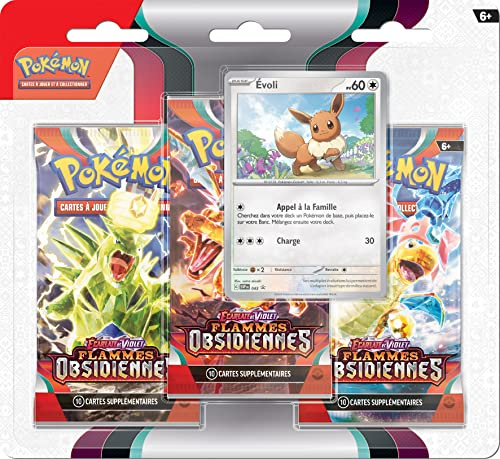 Pokemon - Pack 3 boosters - Ecarlate et Violet - Flammes Obsidiennes (EV03) - Modèle aléatoire - Jeux de société - Jeux de Cartes - Cartes à Collectionner - A partir de 6 Ans