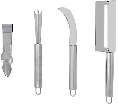 Honbay 4PCS Stainless Steel Pineapple Peeler Tool Pineapple Eye Remover Pineapple Sugarcane Peeling Kinves for Home Kitchen Store Supermarket Fruit (4 Style)