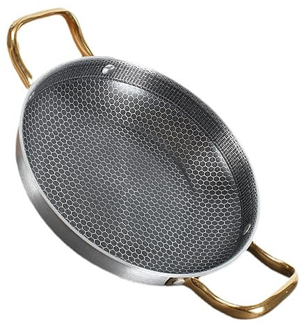 Housoutil Padella a Nido D’ape in Acciaio 26 Cm Antiaderente Doppio Manico Per Cucina Domestica Mediterranea, Per Rosolare Carne, Pesce e Crostacei