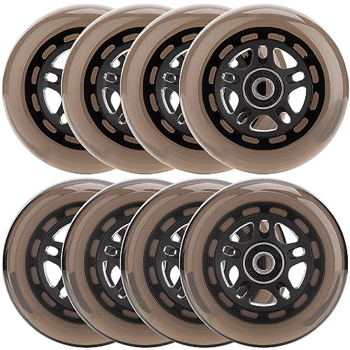 HeyZomm Inline Skate Wheels Outdoor & Indoor Inline Skate Replacement Wheels 85a Roller Hockey Wheels w/Bearings ABEC-9 & Floating Spacers, 64mm 70mm 72mm 76mm 80mm 84mm 90mm Dia, 8-Pack (70mm, Black)