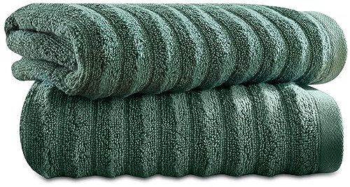 Towelogy Bamboo Face Cloth Makeup Remover Facial Cleansing Cloths Super Soft Fingertip Towels for Delicate Sensitive Skin | 30x30 cm - Pack of 2 (Green, 2)