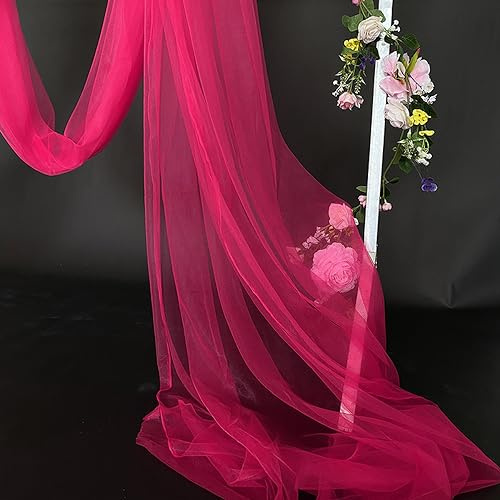 Duories 20m x 160cm Soft Tüllstoff,Tüll Stoffe zum Nähen,Netzstoff Dekostoff Drapierstoff für Arbor Hochzeit Vorhang Hochzeitsbogen Freihanddeko Querbehang Gardine Torbogen Zeremonie Party Dekor,Rose