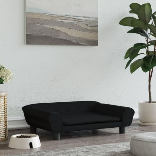LAPOOH Hundebett Schwarz 70x48x22 cm Samt, Hundesofa, Hunde Bett, Hundekissen, Dog Bed, Kuschelbett Katzen, Hunde Couch, Hunde Sofabett, 172016