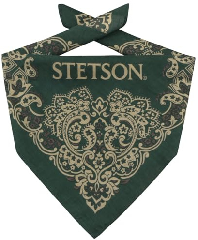 Stetson Paisley Bandana Kopftuch 100% Baumwolle Klassische Musterung Damen Herren All Seasons dunkelgrün One Size