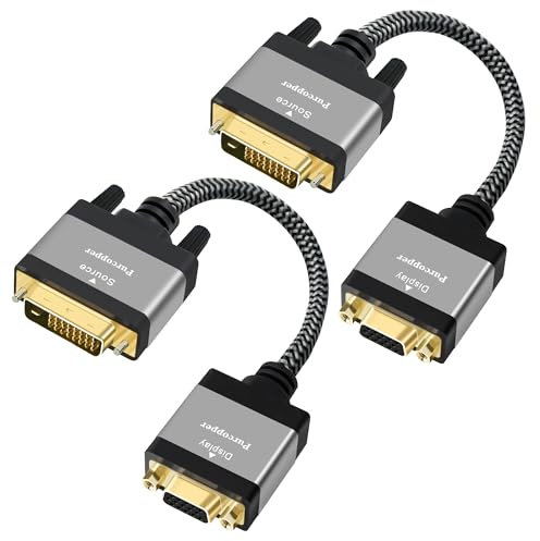 Purcopper 2 Pack-DVI Male to VGA Female Adapter 1080P@60Hz
