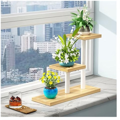 Pflanzenständer Blumenständer Blumenregal Quadratischer Desktop-Sukkulentenständer Aus Metall, Tischplatte, Fensterbank, Pflanzenregal, Niedlicher Pflanzenhalter Pflanzenregal Blumenbank(Color:White1)