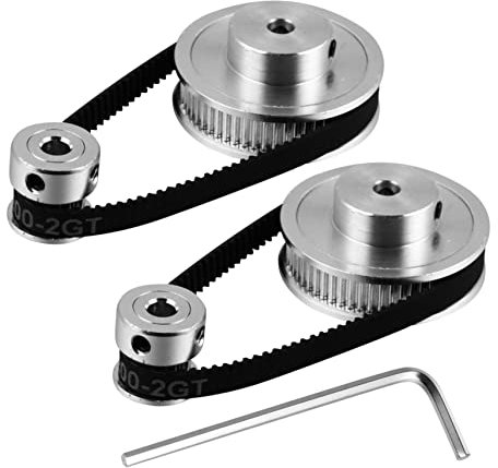 OUNONA 4 Stücke Mit 20 & 60 Zähnen - 5mm Bohrung - 2 Stücke Geschlossener GT2 Zahnriemen Von 200mm Länge Und 6mm Breite Inklusive Sechskantschrauben Und Zahnrad Für Den Modellbau