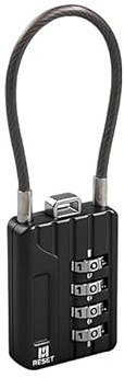 RESET-200 4-Digit Combination Cable Padlock, 3 mm, 12 cm, 1 Pack | Includes 1 lock. 12 cm measures cable only, not the lock body; the 3 mm cable and end fitting must pass each opening.