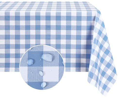 Romanstile Tablecloth PVC wipe clean Blue and White Gingham rectangular table cloths,waterproof table cloth,Oilcloth,Decorations Birthday Party Outdoor Picnic Camping Garden Summer Spring,55x78 inch
