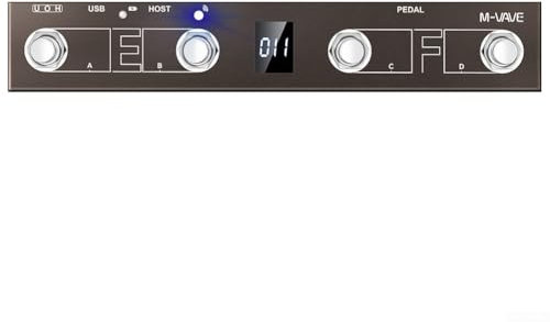 Zilimontt 1Pcs Wireless MIDI Footswitch Controller, Rechargeable Controller 4 Buttons Portable MIDI Footswitch Controller (Brown)
